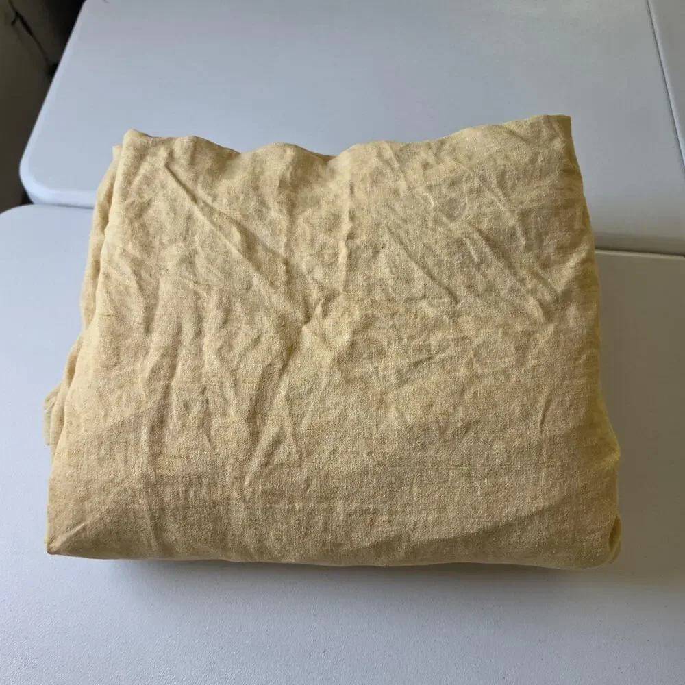 West Elm 100% Linen Duvet Cover KING 92x108 Oat Straw Mustard Yellow Bedding
